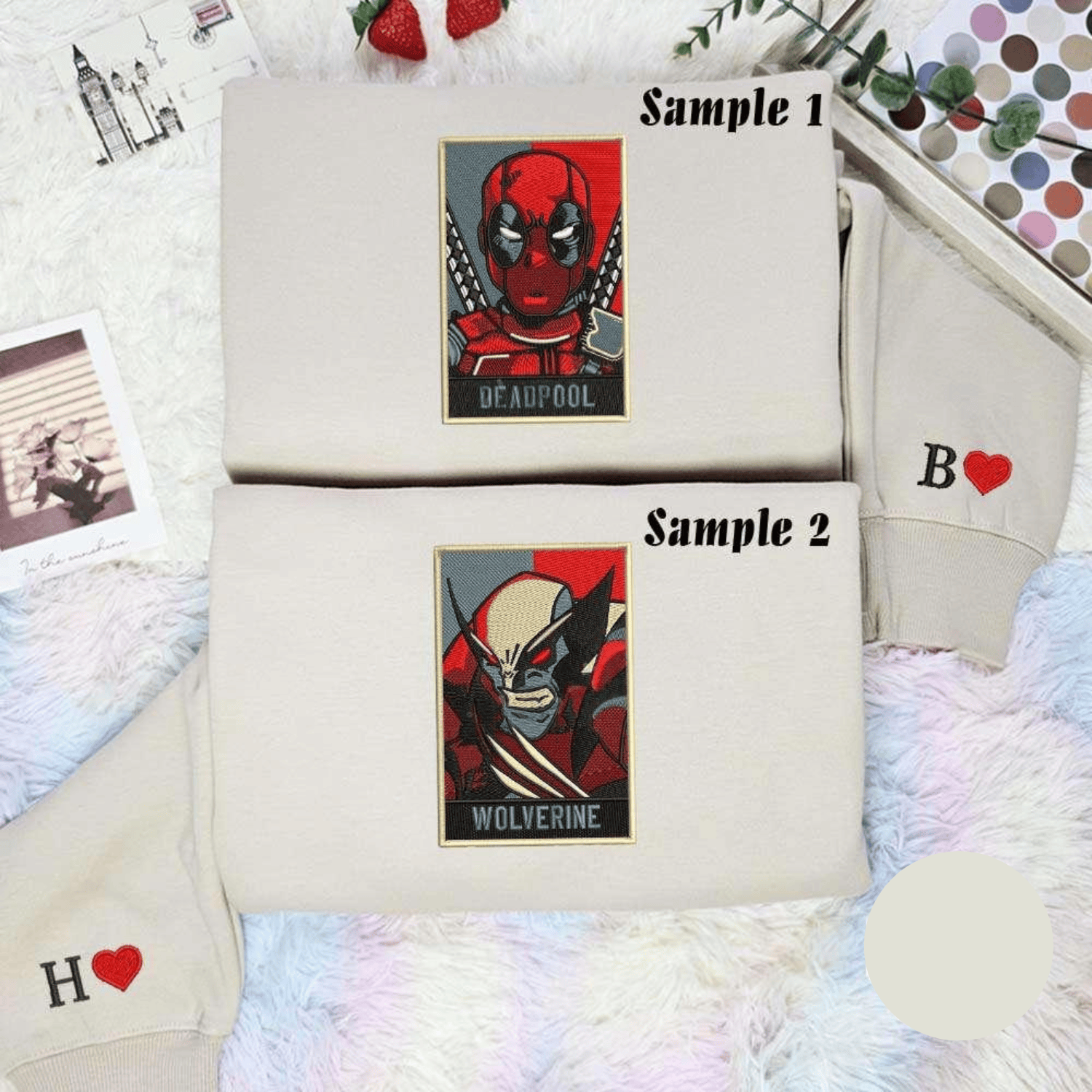 Deadpool And Wolverine Marvel Movie Superhero Embroidered Couples Shirts