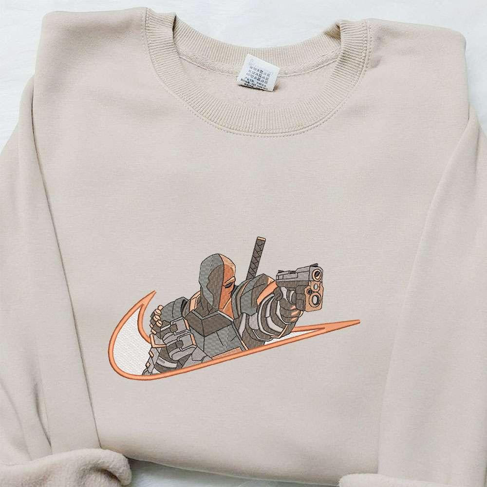 Deathstroke x Nike Swoosh Movie Embroidered Shirt DC Universe Embroidered Shirt Custom Nike Embroidered Shirt
