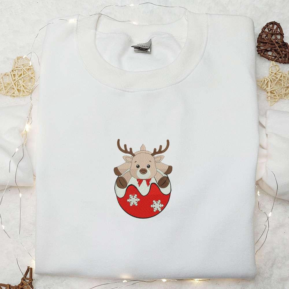 Deer Ball Christmas Embroidered Sweatshirt Christmas Embroidered Sweatshirt Best Christmas Gift Ideas