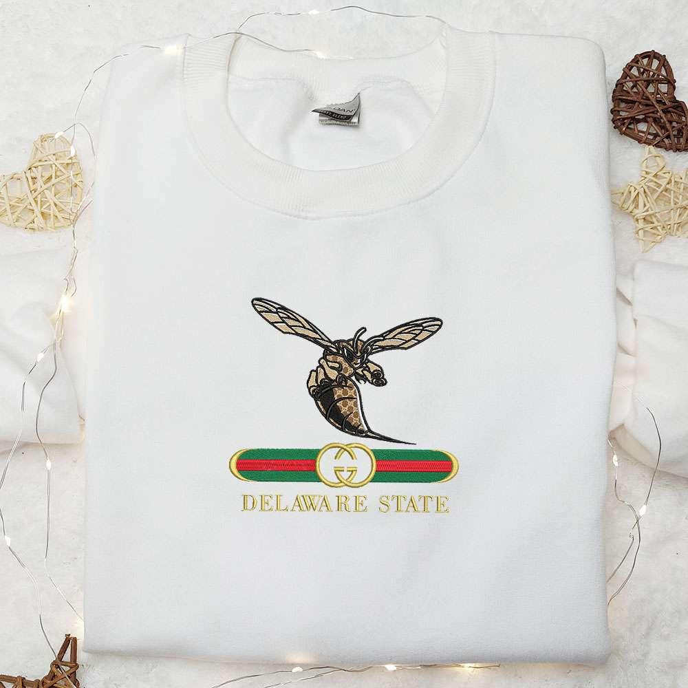 Delaware State Hornets x Gucci Embroidered Shirt NCAA Sports Embroidered Hoodie Best Gift Idea