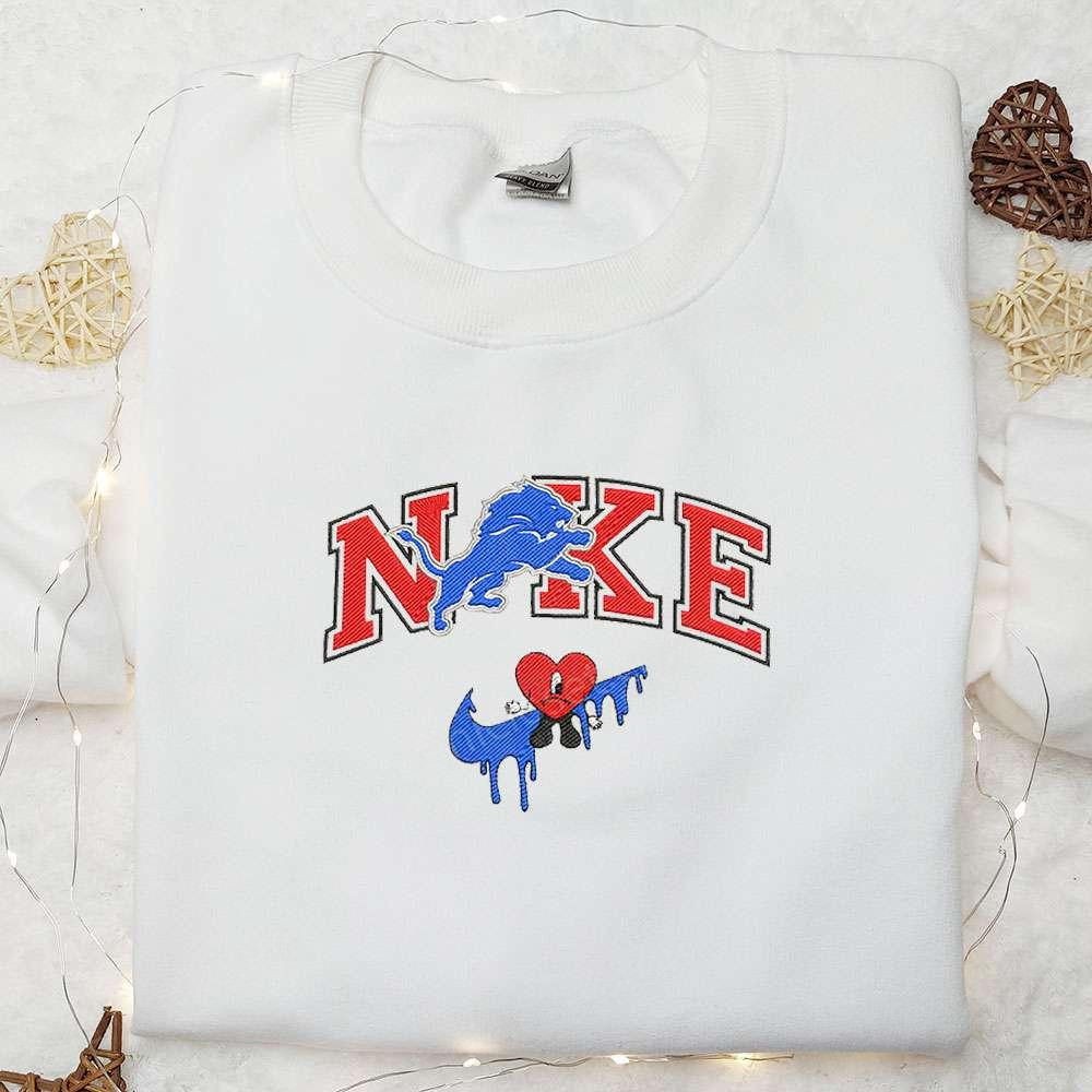Detroit Lions Bad Bunny x Nike Embroidered Shirt NFL Sports Embroidered Hoodie Best Gift Idea