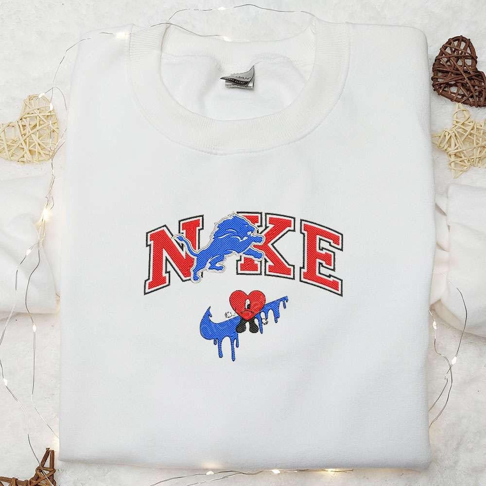 Detroit Lions Bad Bunny x Nike Embroidered Shirt NFL Sports Embroidered Hoodie Best Gift Idea
