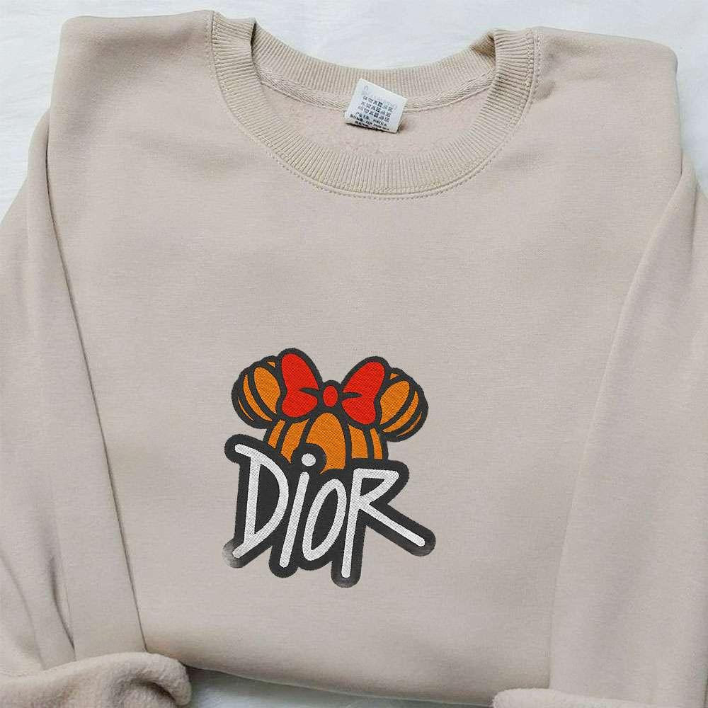 Dior Minnie Pumpkin Logo Embroidered Shirt Halloween Embroidered Hoodie Best Gifts For Family