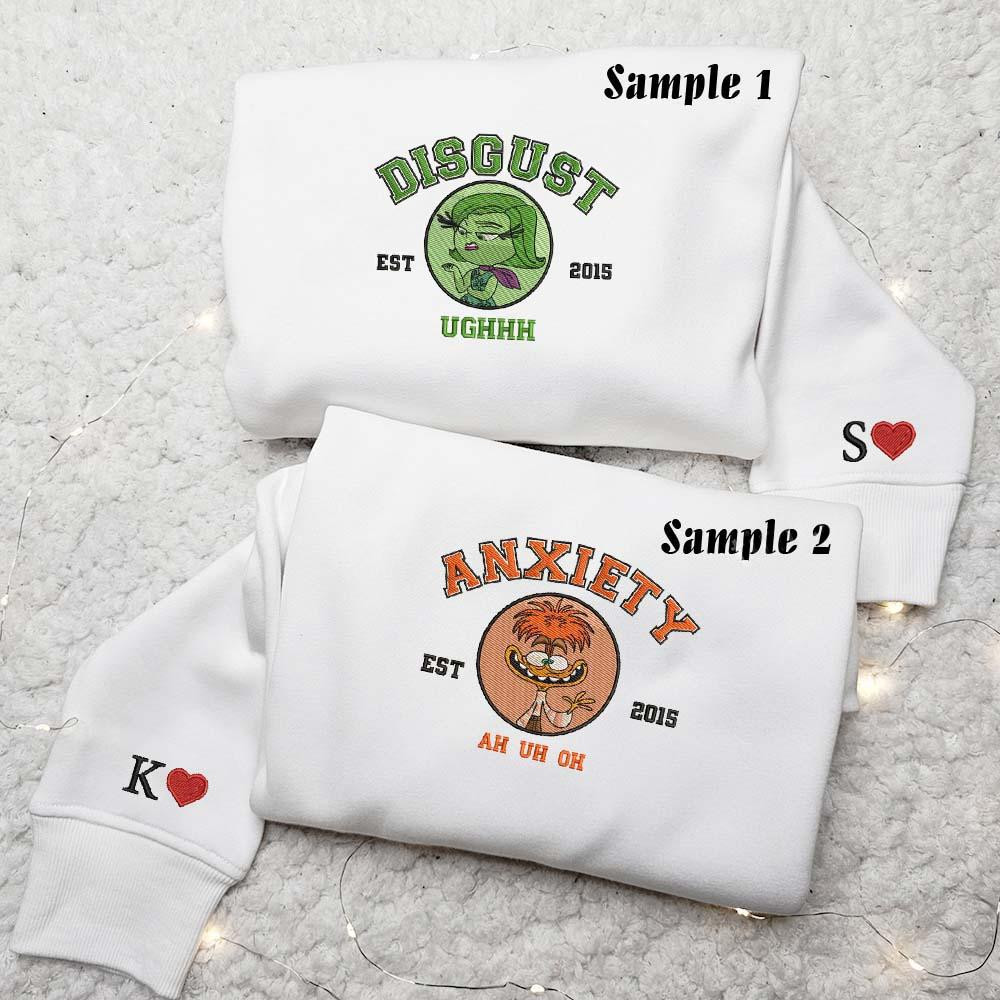 Disgust And Anxiety Disney Inside Out Embroidered Couples Shirts