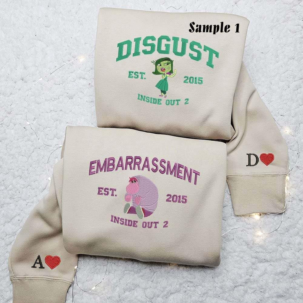 Disgust And Embarrassment Inside Out Embroidered Couples Shirts