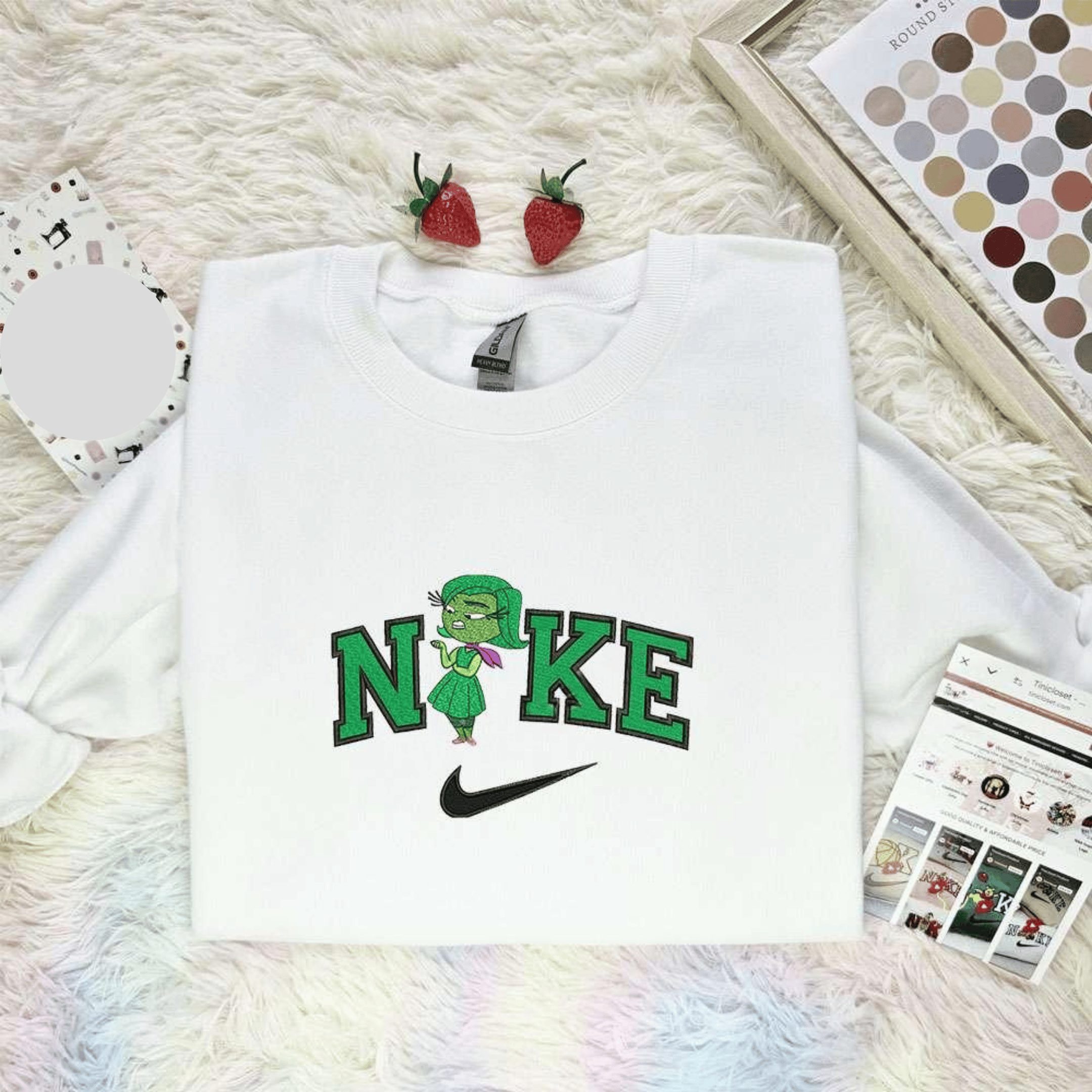 Disgust Inside Out Embroidered Shirt Disney Characters Embroidered Hoodie