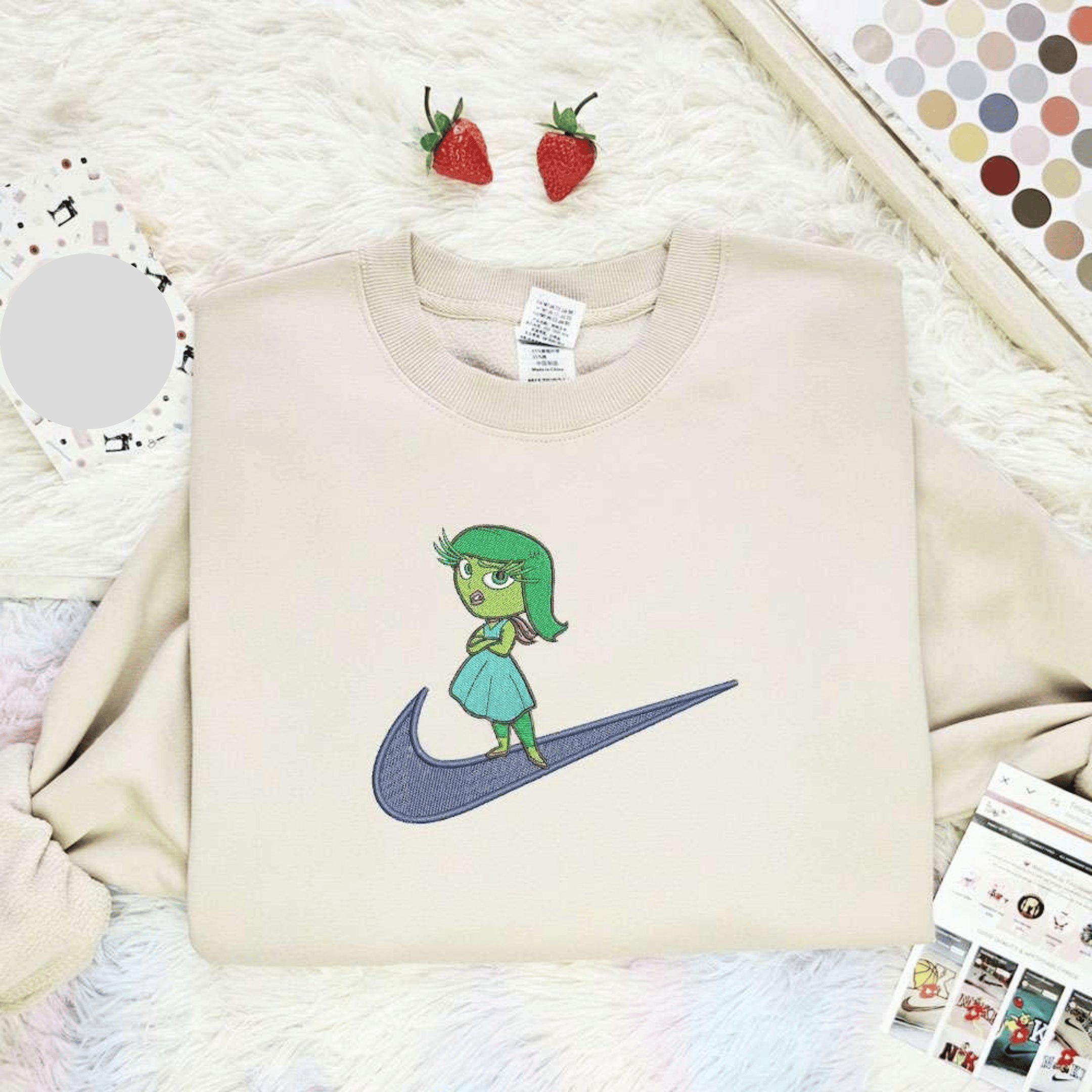 Disgust Swoosh Inside Out Disney Characters Embroidered Shirt  Best Gift Idea For Family