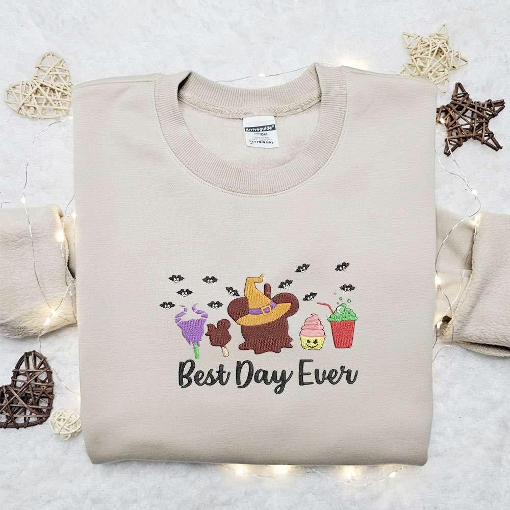 Disney Best Day Ever Halloween Snacks Embroidered Sweatshirt Disney Characters Embroidered Hoodie Halloween Embroidered Shirt