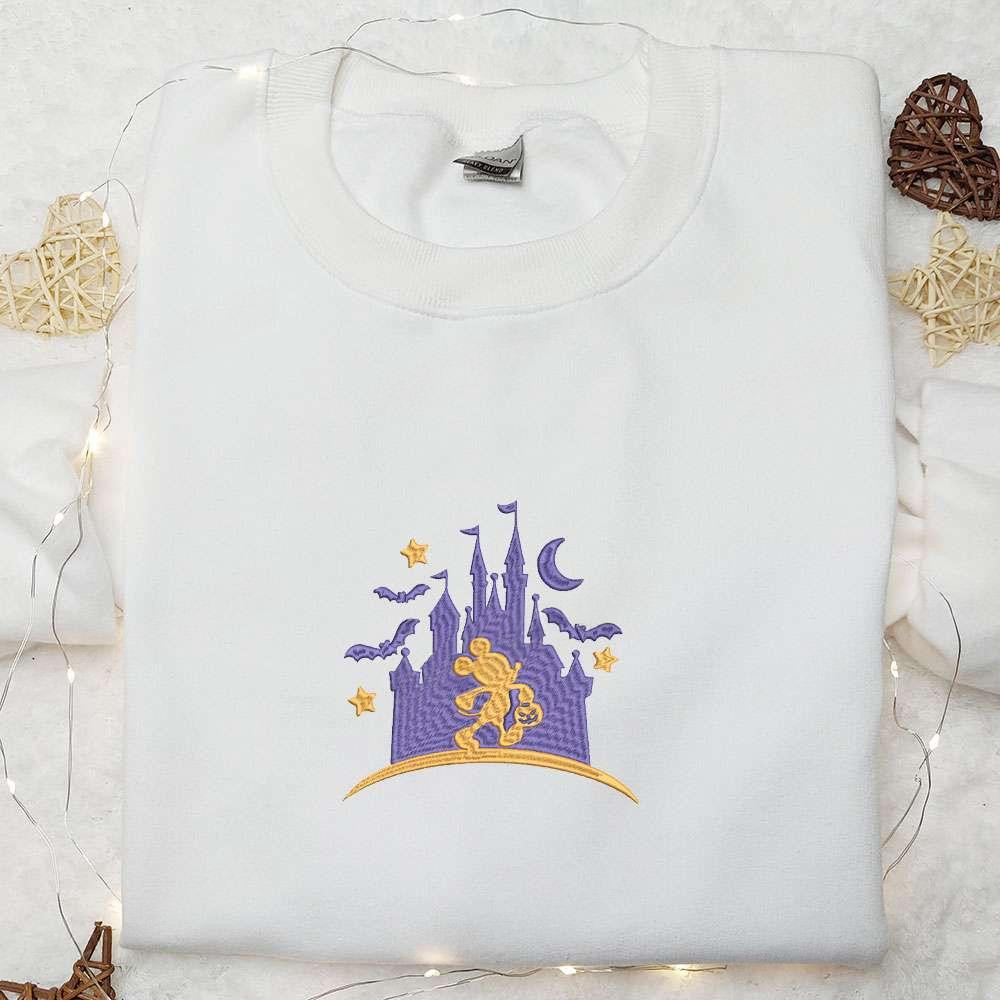 Disney Castle Mickey Halloween Embroidered Shirt Adorable Halloween Embroidered Shirt Disney Halloween Embroidered Shirt