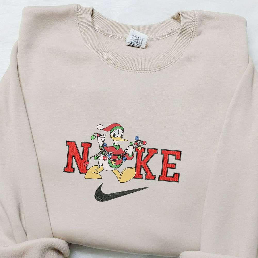 Disney Donald Duck Christmas Light x Nike Christmas Embroidered Sweatshirt Movie Christmas Embroidered Shirt Best Christmas Gift Ideas