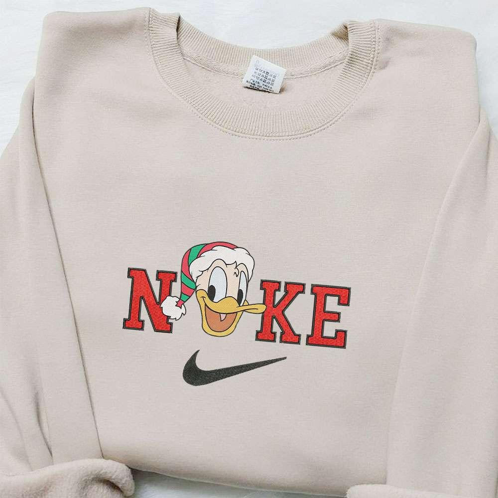 Disney Donald Duck Head x Nike Christmas Embroidered Sweatshirt Cartoon Christmas Embroidered Shirt Best Christmas Gift Ideas