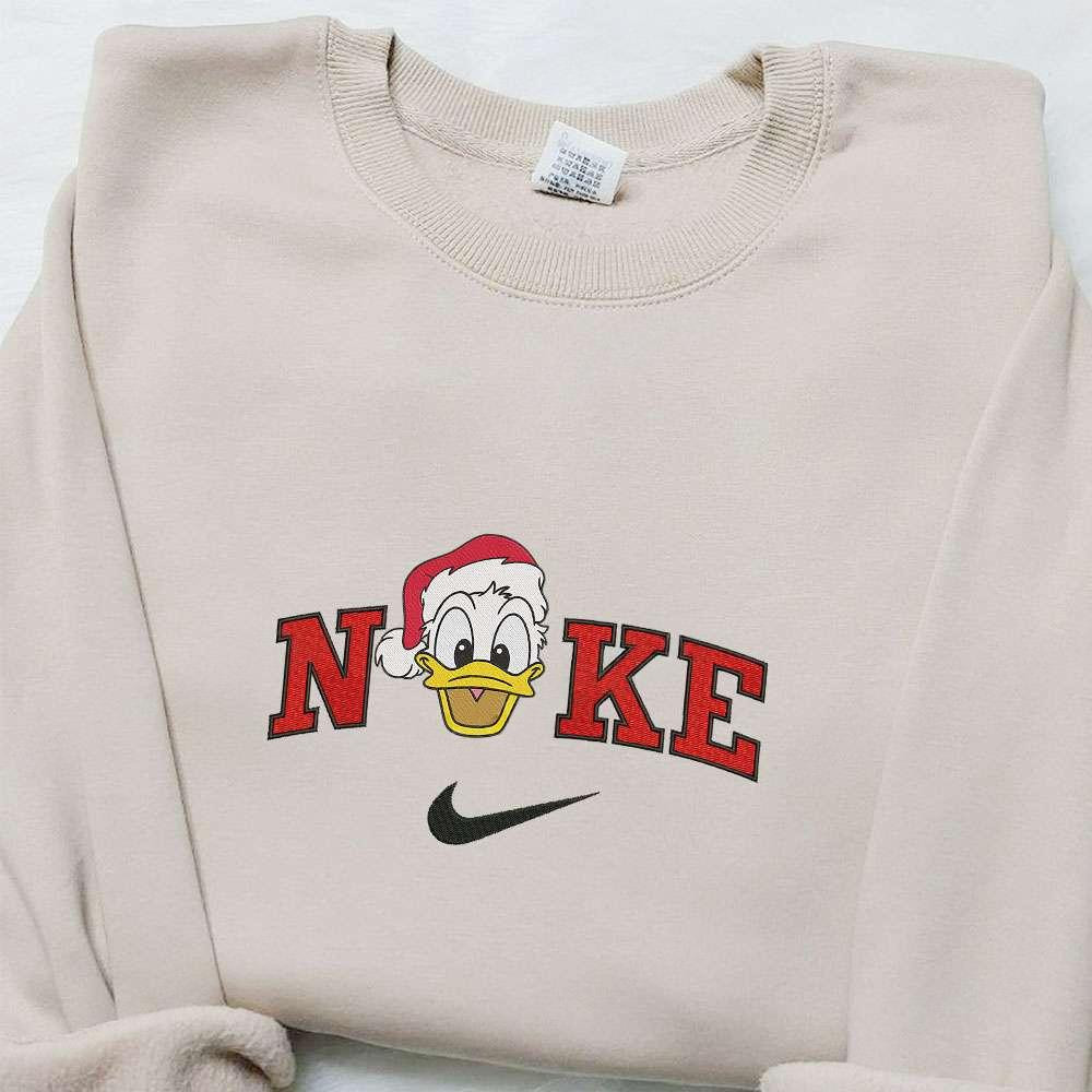 Disney Donald Duck Xmas Hat x Nike Christmas Embroidered Sweatshirt Cartoon Christmas Embroidered Shirt Best Christmas Gift Ideas
