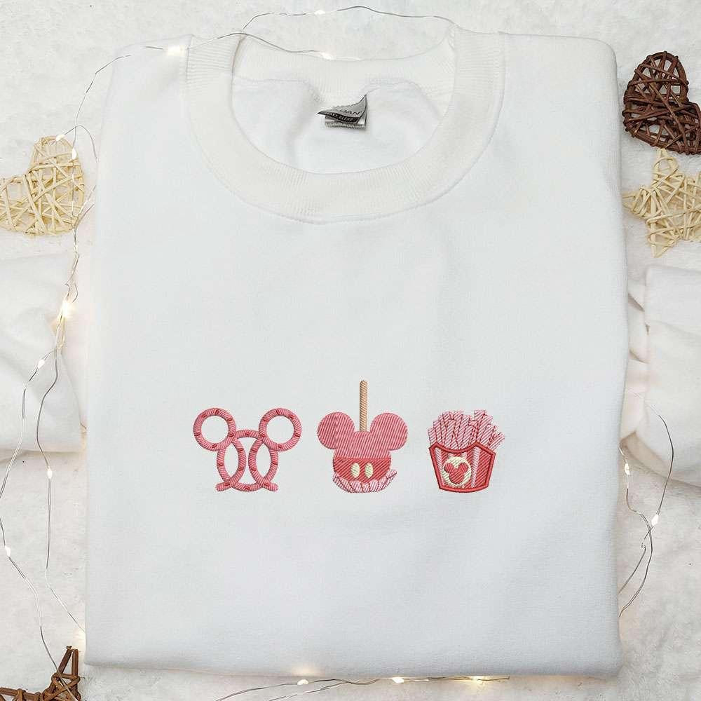 Disney Food Snacks Embroidered Shirt Disney Characters Embroidered Hoodie Best Gift Idea
