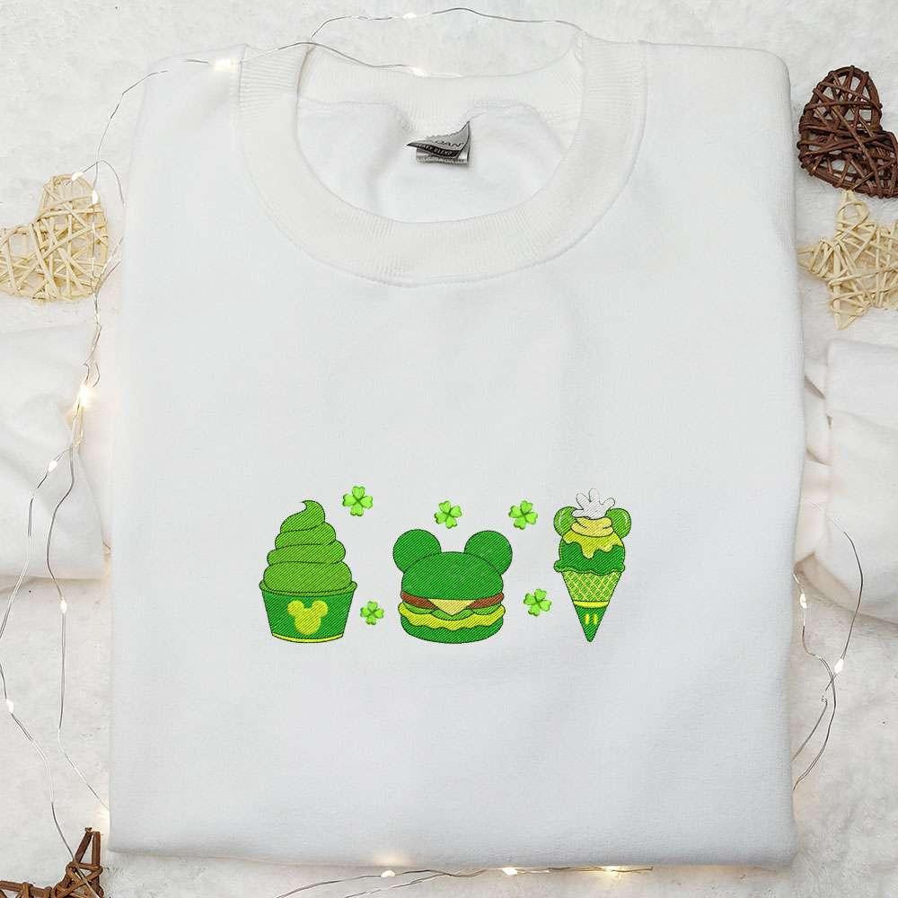 Disney Saint Patricks Day Snacks Embroidered Shirt Disney Characters Embroidered Hoodie Saint Patricks Day Gift Ideas