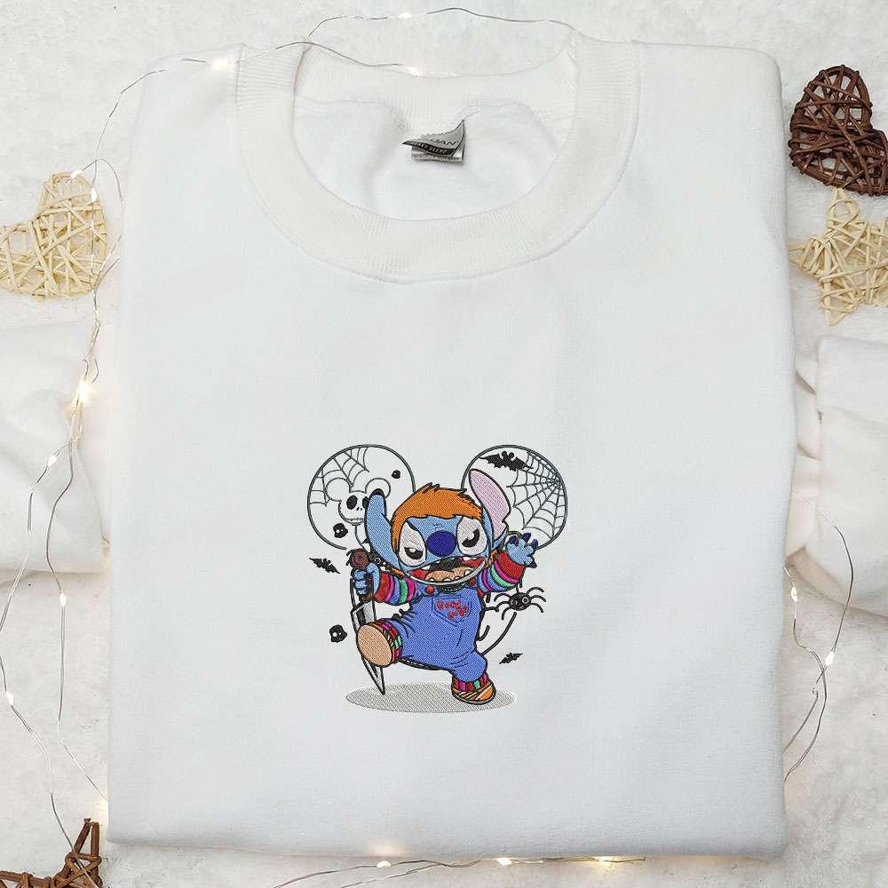 Disney Stitch Chucky Embroidered Sweatshirt Halloween Embroidered Hoodie Best Halloween Gifts for Family