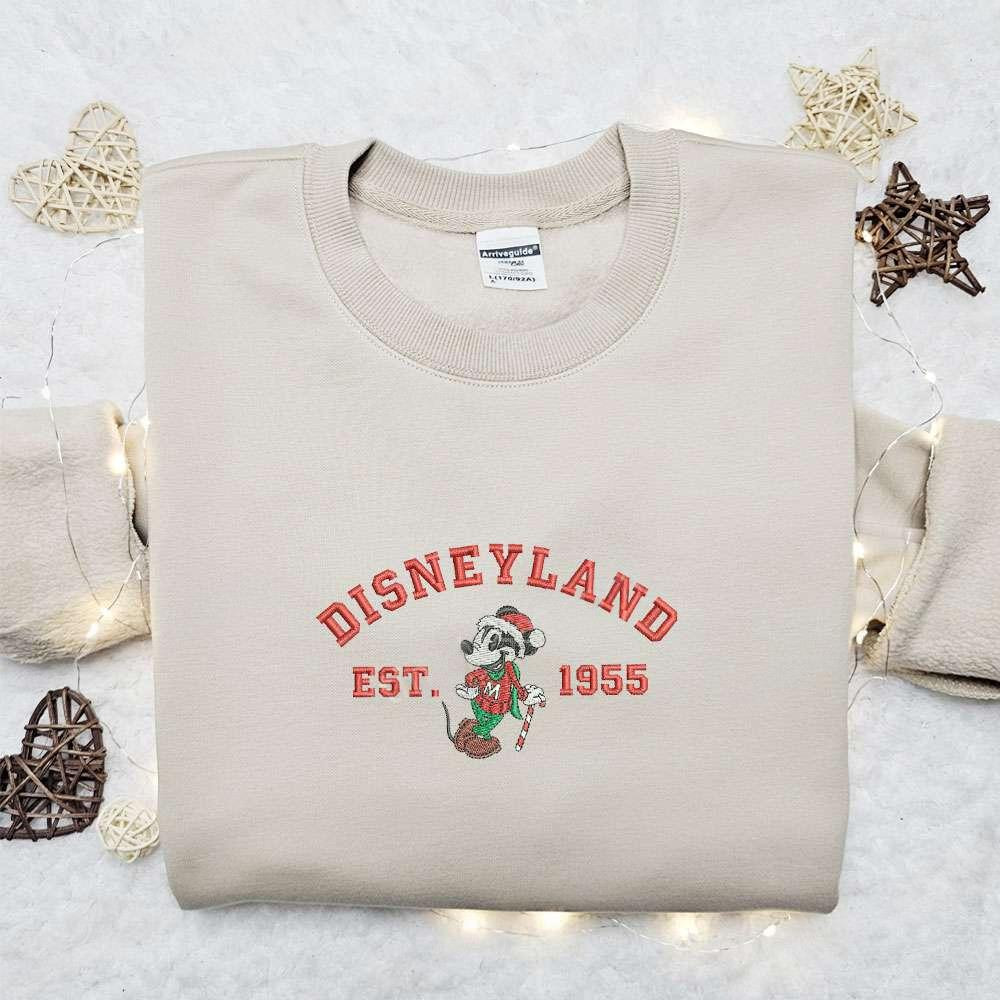 Disneyland Mickey Xmas Embroidered T shirt Disney Christmas Embroidered Shirt Best Christmas Gift Ideas