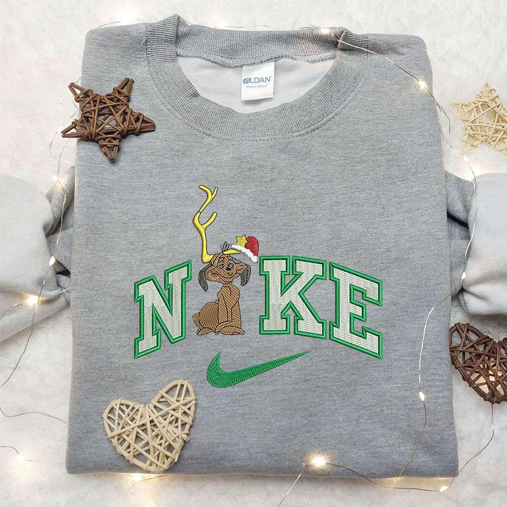 Dog Xmas x Nike Embroidered Shirt Christmas Embroidered Shirt Custom Nike Embroidered Shirt