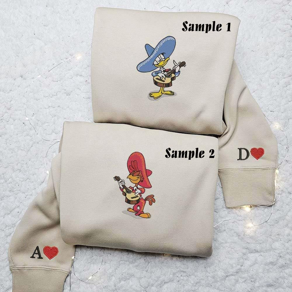 Donald and Panchito Los Caballeros Embroidered Couple Shirts