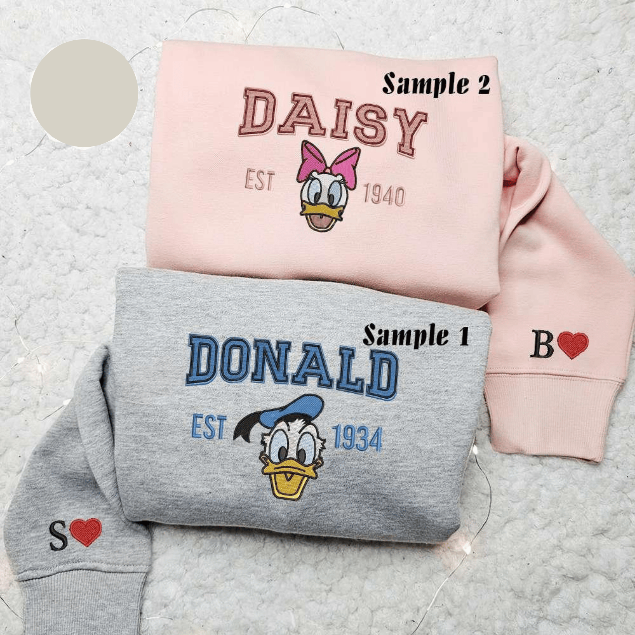 Donald Daisy Couple Love Embroidered Hoodie Disney Couple Embroidered Sweatshirt Best Gift for Valentine