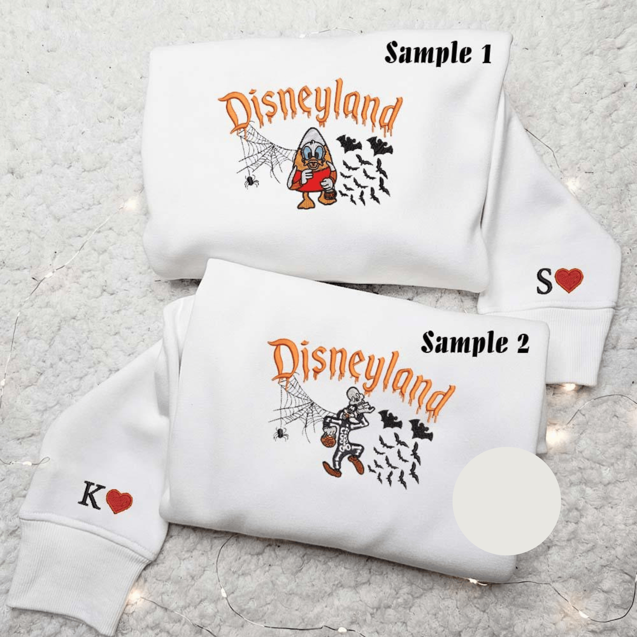 Donald Duck And Goofy Disneyland Halloween Embroidered Couples Shirts
