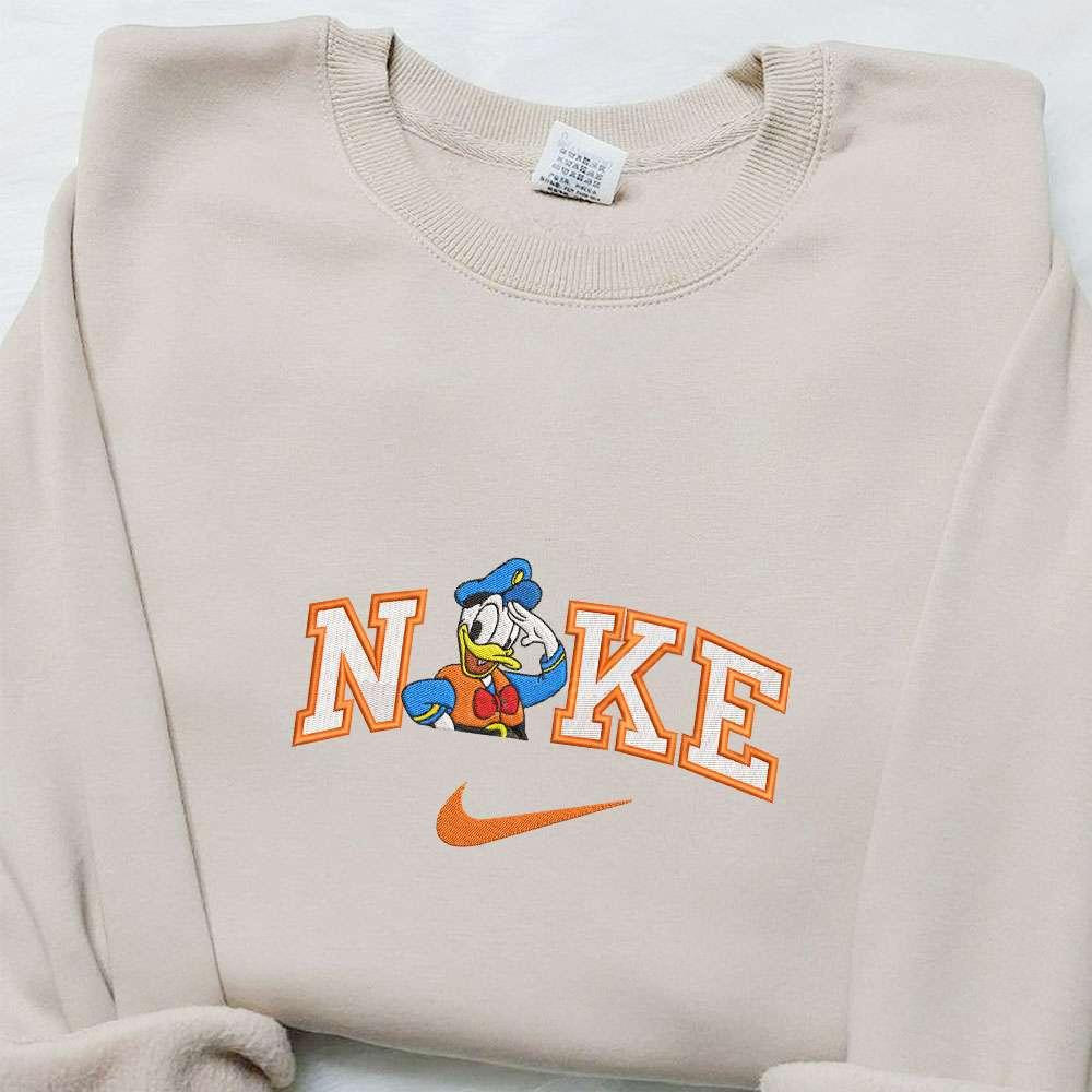 Donald Duck Cruise Trip x Nike Embroidered Shirt Disney Characters Embroidered Shirt Cartoon Embroidered Hoodie