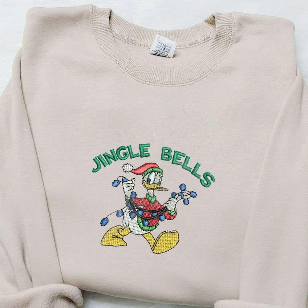 Donald Duck Jingle Bells Embroidered Shirt Disney Christmas Embroidered Shirt Best Christmas Gift Ideas