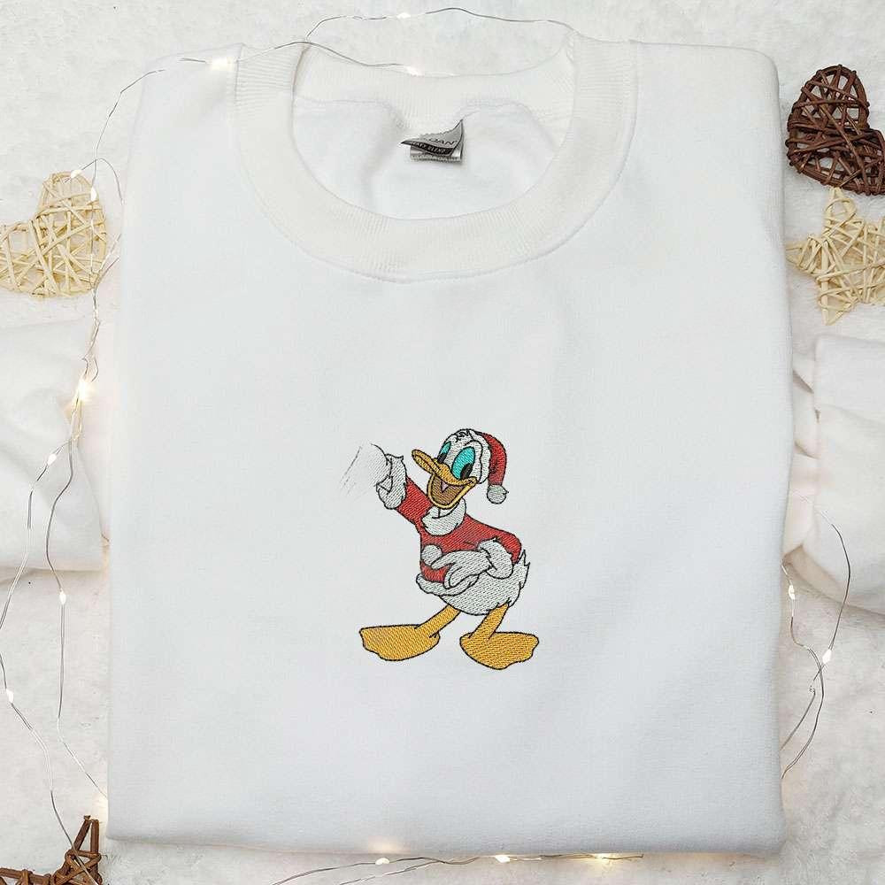 Donald Duck Xmas Embroidered T shirt Disney Christmas Embroidered T shirt Best Christmas Gift Ideas