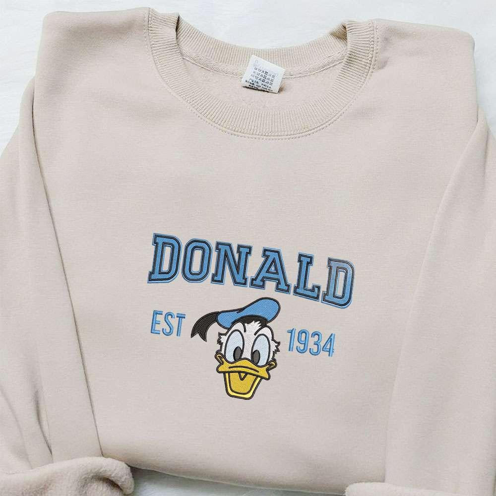 Donald Est 1934 Embroidered Shirt Disney Characters Embroidered Hoodie Best Gift Ideas
