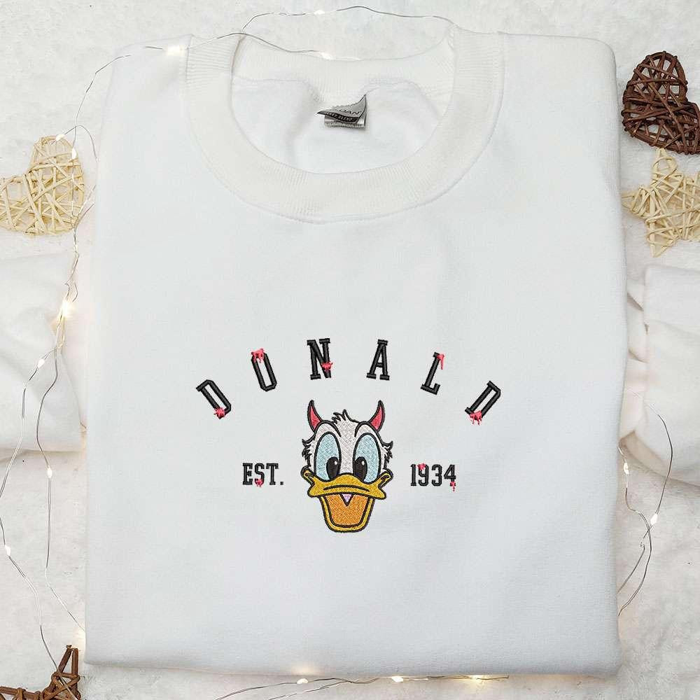 Donald Est 9 Embroidered Hoodie Disney Halloween Embroidered Sweatshirt Cool Halloween Embroidered Shirt