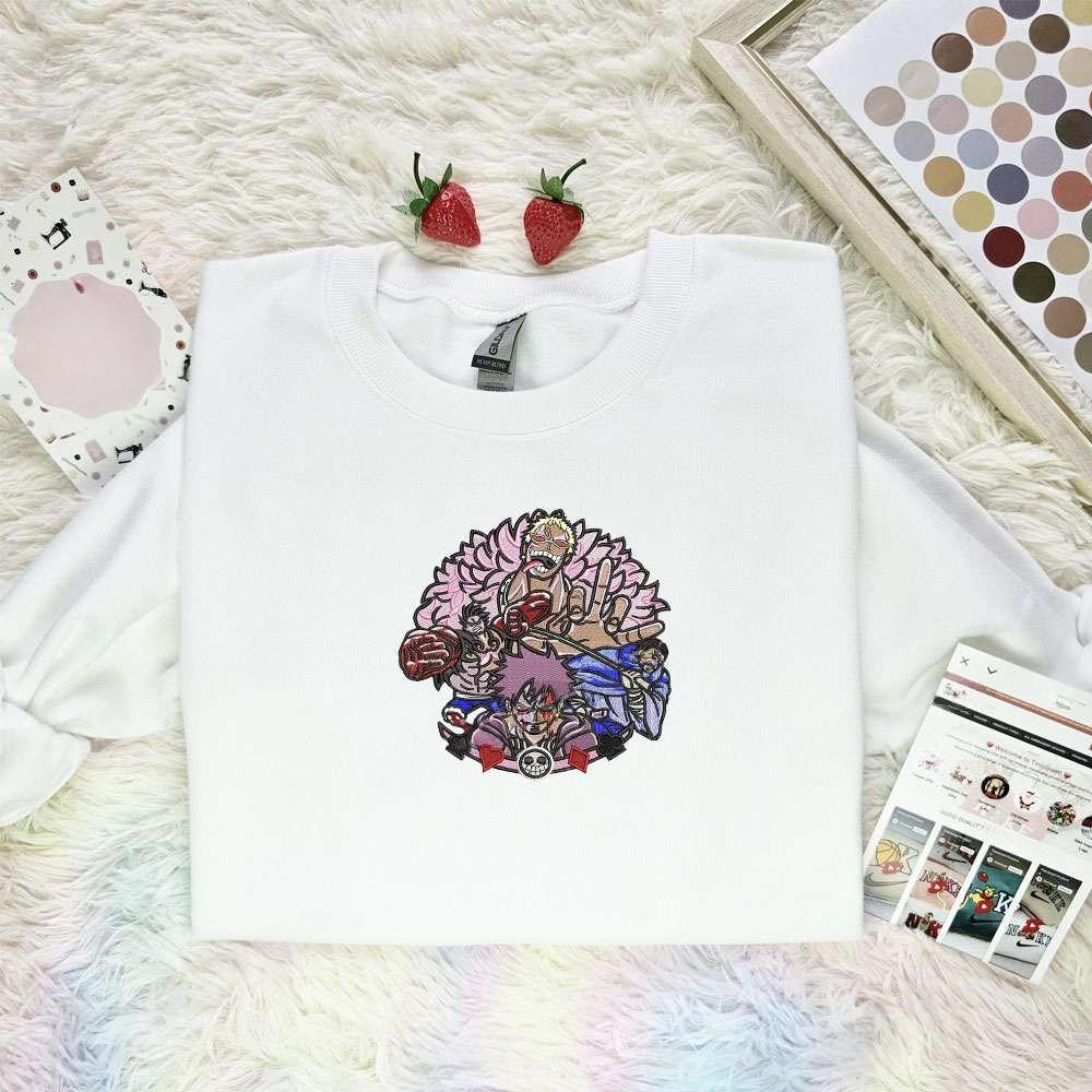 Donquixote Doflamingo Gang One Piece Anime Embroidered Shirt , Anime Embroidered T-shirt Sweatshirt Hoodie, Inspired Anime Movie, Best Gift for Anime Fans