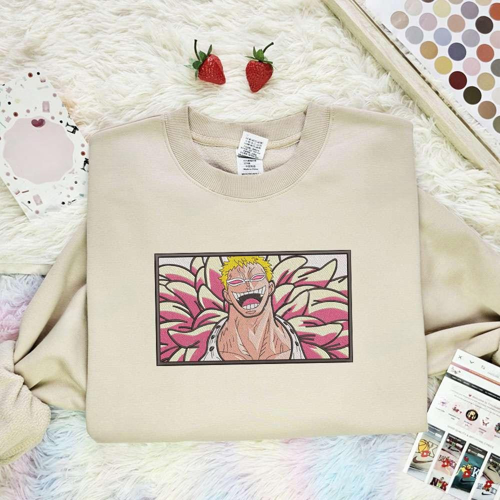 Donquixote Doflamingo One Piece Anime , Anime Embroidered T-shirt Sweatshirt Hoodie, Inspired Anime Movie, Best Gift for Anime Fans