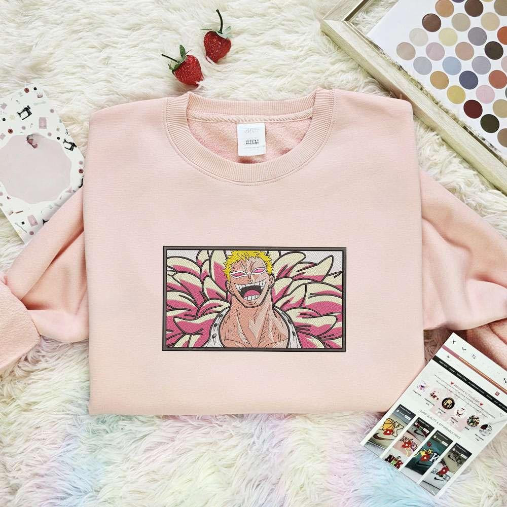 Donquixote Doflamingo One Piece Anime Embroidered Shirt , Anime Embroidered T-shirt Sweatshirt Hoodie, Inspired Anime Movie, Best Gift for Anime Fans