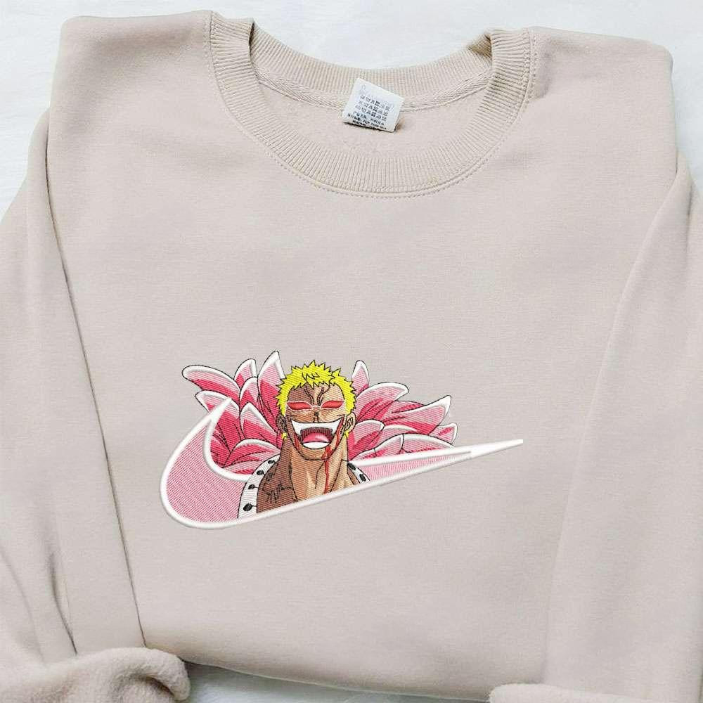 Donquixote Doflamingo X Swoosh , Anime Embroidered T-shirt Sweatshirt Hoodie, Inspired Anime Movie, Best Gift for Anime Fans