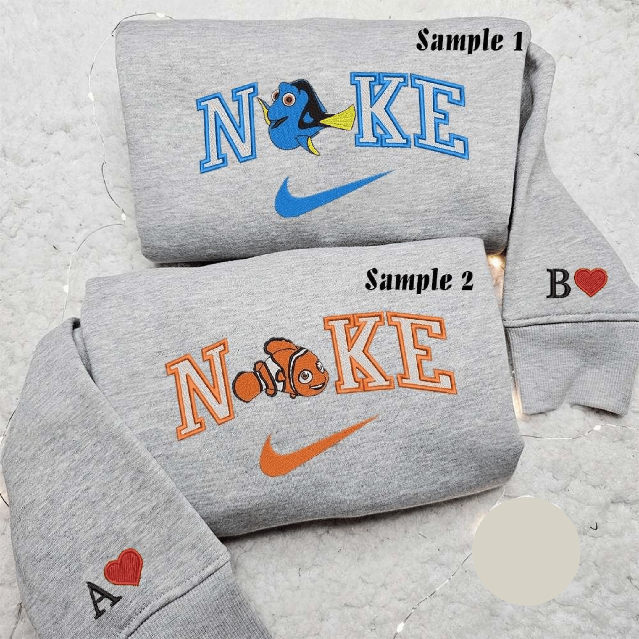 Dory And Nemo x Nike Embroidered Couple Shirt Disney Finding Nemo Embroidered Shirt Nike Inspired Embroidered Hoodie