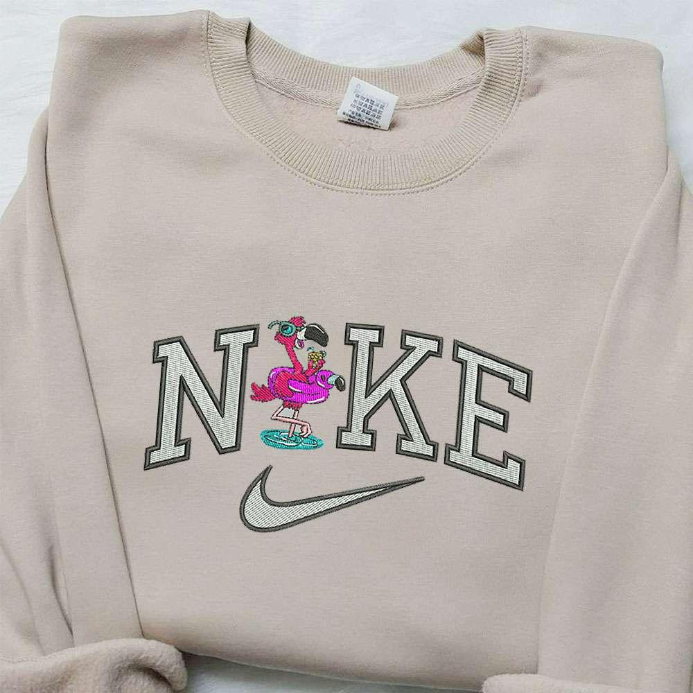 Double Flamingo x Nike Embroidered Shirt Animal Embroidered Shirt Custom Nike Embroidered Shirt