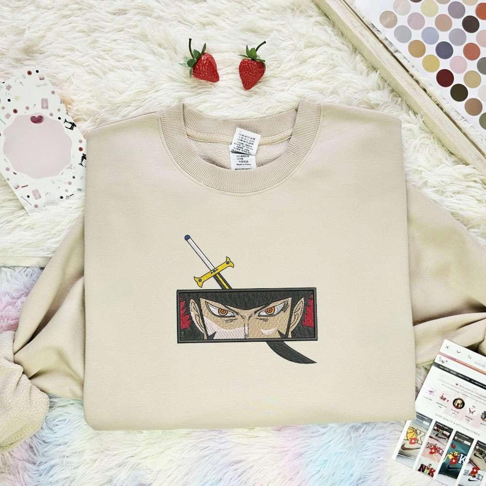 Dracule Mihawk Sword One Piece Anime Embroidered Shirt , Anime Embroidered T-shirt Sweatshirt Hoodie, Inspired Anime Movie, Best Gift for Anime Fans