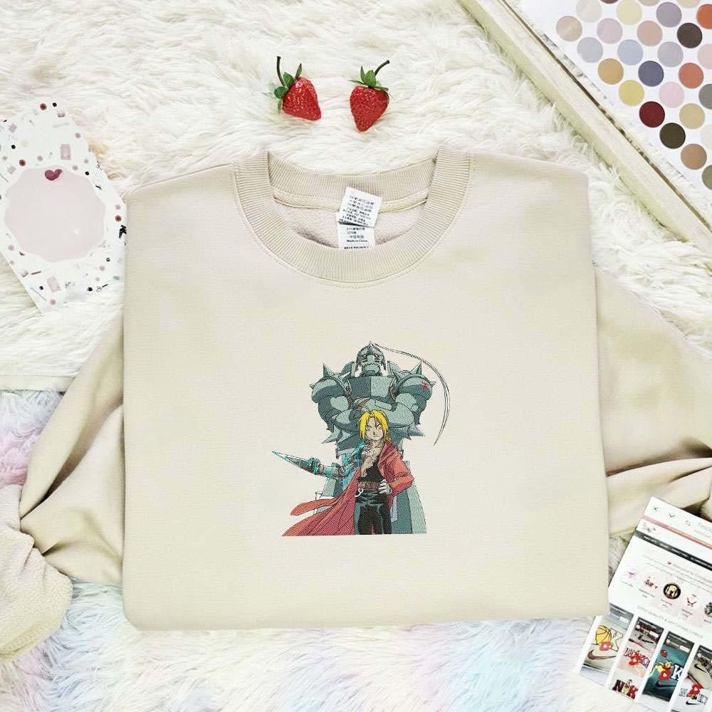 Edward And Alphonse Elric Fullmetal Alchemist Anime , Anime Embroidered T-shirt Sweatshirt Hoodie, Inspired Anime Movie, Best Gift for Anime Fans