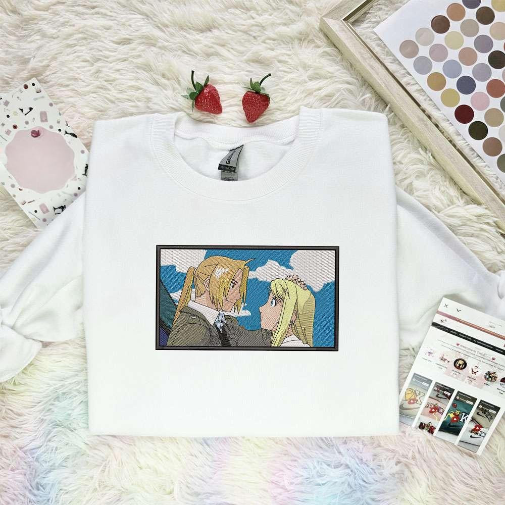 Edward And Winry Fullmetal Alchemist Anime Embroidered Shirt , Anime Embroidered T-shirt Sweatshirt Hoodie, Inspired Anime Movie, Best Gift for Anime Fans