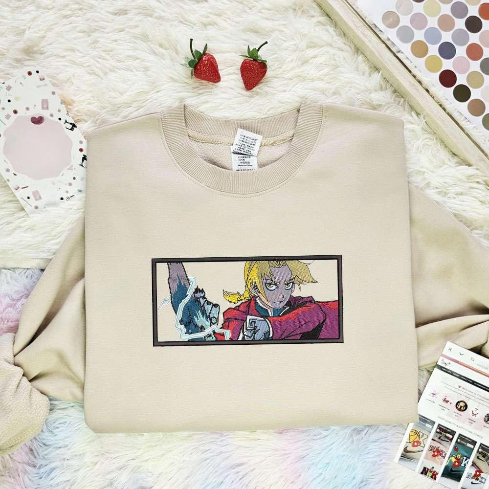 Edward Elric Fullmetal Alchemist Anime Embroidered Shirt , Anime Embroidered T-shirt Sweatshirt Hoodie, Inspired Anime Movie, Best Gift for Anime Fans