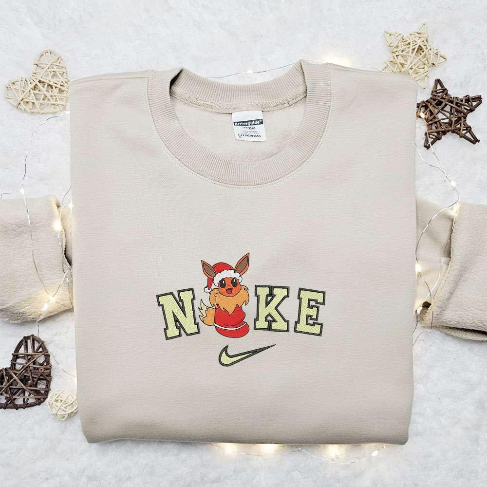 Eeve Xmas Hat x Nike Christmas Embroidered Sweatshirt Christmas Embroidered Shirt Best Christmas Gift Ideas