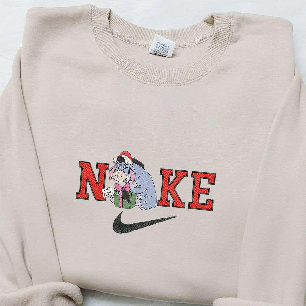 Eeyore and Gift x Nike Christmas Embroidered Sweatshirt Cartoon Christmas Embroidered Shirt Best Christmas Gift Ideas