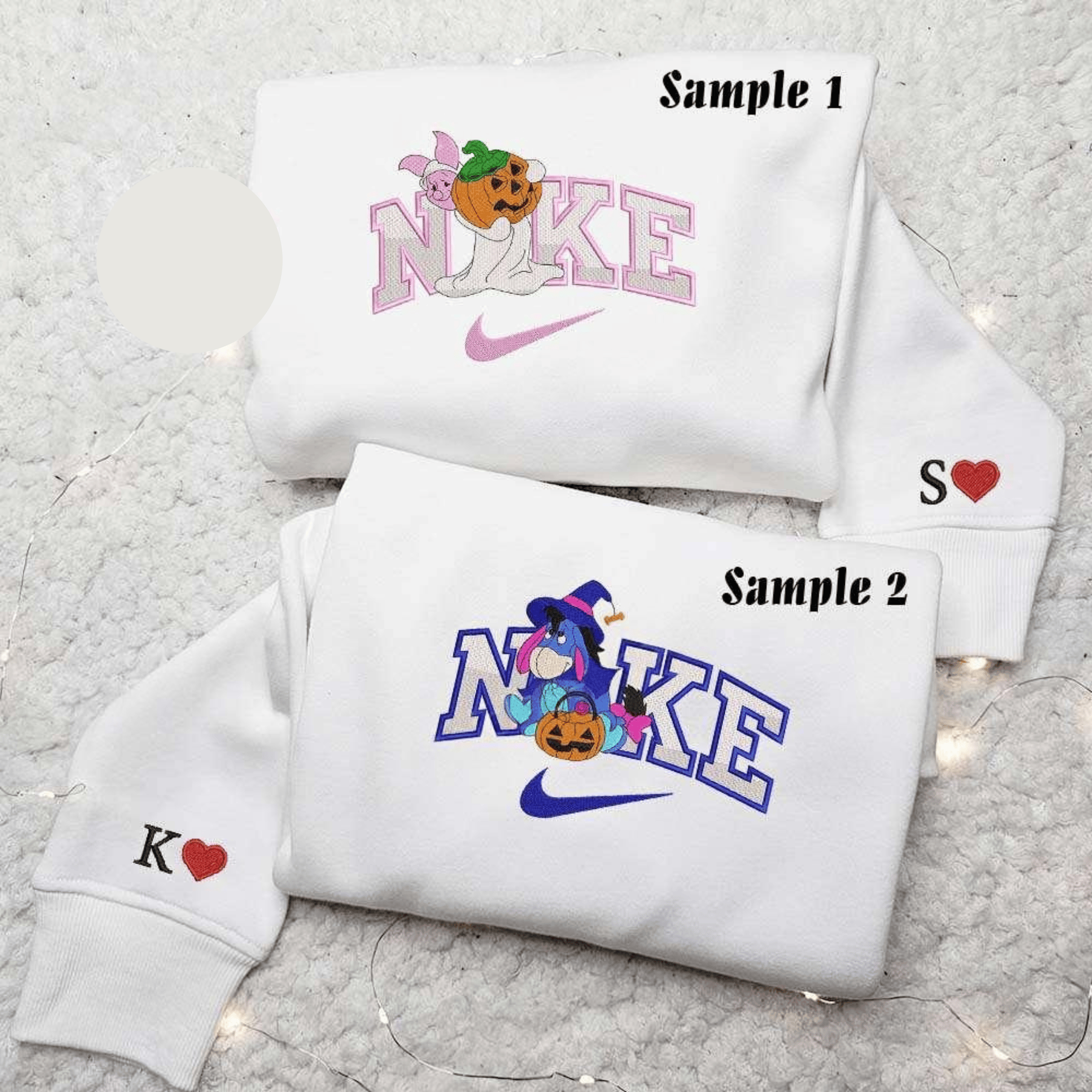 Eeyore And Piglet Halloween Embroidered Couples Shirts