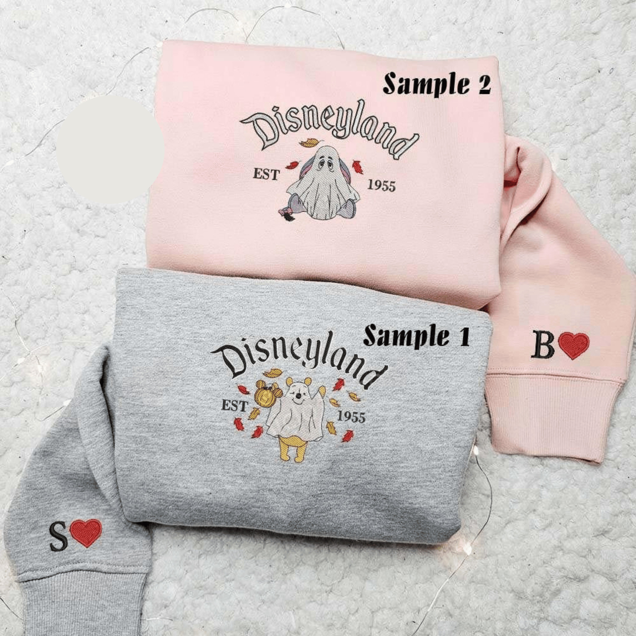 Eeyore And Pooh Disneyland Ghost Halloween Embroidered Couples Shirts