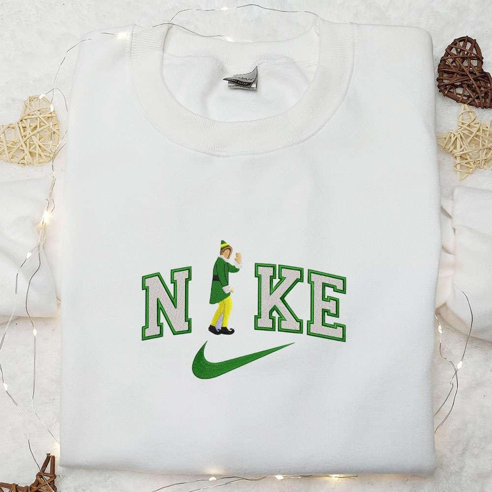 Elf x Nike Embroidered Shirt Elf Movie Embroidered Hoodie Christmas Embroidered Sweatshirt