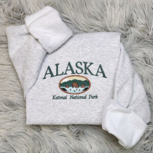 Embroidered Alaska State Sweatshirt - Embroidered Alaska Brown Bear Unisex Sweatshirt for men and women Sweatshirt or Hooded Sweatshirt