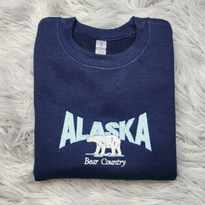 Embroidered Alaska State Sweatshirt, Embroidered Alaska Polar Bear Unisex Sweatshirt great for men and women Sweatshirt or Hooded Sweatshirt