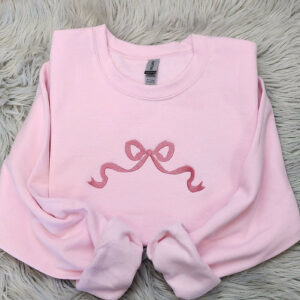 Embroidered Bow Ribbon - Delicate Bow Embroidery - Cute Bow Unisex Crewneck - Crewneck Sweatshirt or Hoodie - Gift for Her