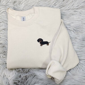 Embroidered Dachshund Crewneck - Dachshund Embroidery Unisex T-Shirt - Sweatshirt or Hooded Sweatshirt