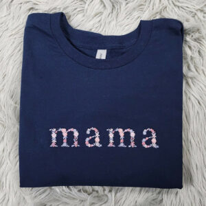 Embroidered Floral Mama Shirt - Spring Flower Embroidery - Cute Mama Unisex Crewneck - Crewneck Sweatshirt or Hoodie - Gift for Mom