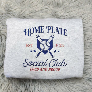 Embroidered Home Plate Shirt - Embroidered Baseball Unisex Crewneck T-Shirt - Sweatshirt or Hooded Sweatshirt